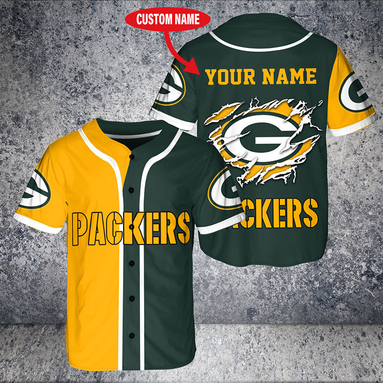 Nfl Green Bay Packers Custom Name Baseball Jersey Nfl Green Bay Packers Custom Name Baseball Jersey