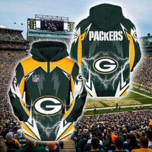 Nfl Green Bay Packers Lightning Pullover And Zippered Hoodies Custom 3d Graphic Printed 3d Hoodie All Over Print Hoodie For Men For Women - f359a4557a1c