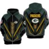Nfl Green Bay Packers Zippered Hoodie For Fan Newest Design Zip Up 3D Hoodie - 66cbaef4b888