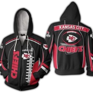 Nfl Kansas City Chiefs Zippered Hoodie Zip Up 3D Hoodie - 1763b6334270