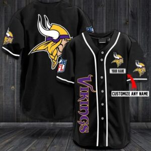Nfl Minnesota Vikings Custom Name  Baseball Jersey Shirt