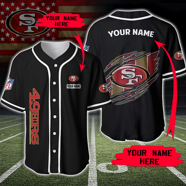 Nfl San Francisco 49Ers Custom Name Baseball Jersey Nfl San Francisco 49Ers Custom Name Baseball Jersey