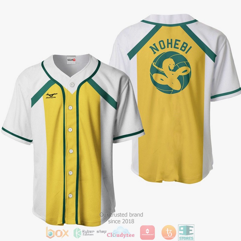 Nohebi Haikyuu Yellow White Baseball Jersey Shirt Nohebi Haikyuu Yellow White Baseball Jersey Shirt