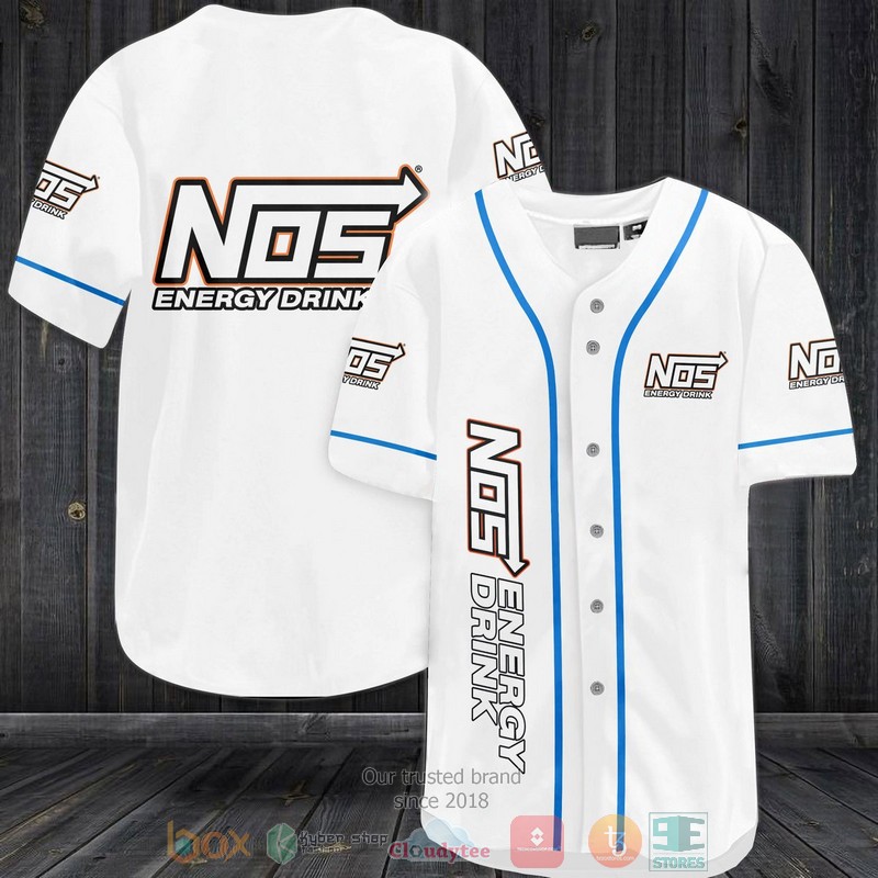 Nos Energy Drinks White Baseball Jersey Nos Energy Drinks White Baseball Jersey