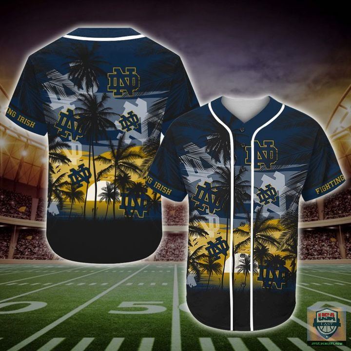 Notre Dame Fighting Irish Ncaa Palm Tree Baseball Jersey Shirt Notre Dame Fighting Irish Ncaa Palm Tree Baseball Jersey Shirt