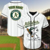 Oakland Athletics Snoopy Custom Name Baseball Jersey