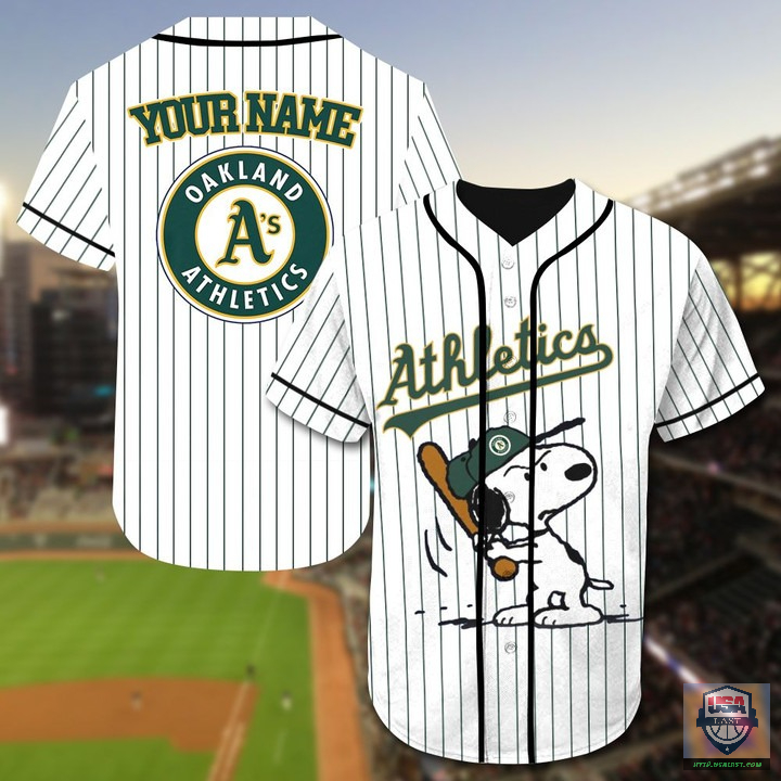 Oakland Athletics Snoopy Custom Name Baseball Jersey Oakland Athletics Snoopy Custom Name Baseball Jersey