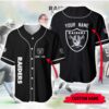 Oakland Las Vegas Raiders Custom Personalized Name Baseball Jersey