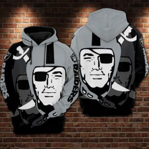 Oakland Raiders Nfl Football Big Logo Gray 3d Hoodie For Men For Women Oakland Raiders All Over Printed Hoodie. Oakland Raiders 3d Shirt - b676e9d8a5d2