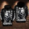 Oakland Raiders Nfl Football Skull Warrior 3d Hoodie For Men For Women Oakland Raiders All Over Printed Hoodie. Oakland Raiders 3d Shirt - a2e6cdc2b720
