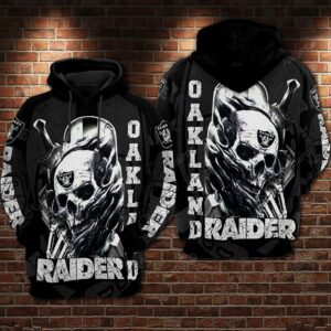 Oakland Raiders Nfl Football Skull Warrior 3d Hoodie For Men For Women Oakland Raiders All Over Printed Hoodie. Oakland Raiders 3d Shirt - a2e6cdc2b720