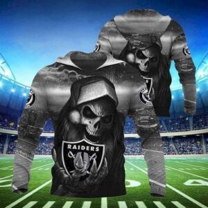 Oakland Raiders Santa Skull 3D Hoodie For Men For Women All Over - eddb4a16d68f