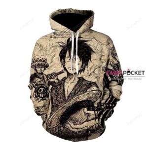 One Piece Monkey D. Luffy Trafalgar Law Roronoa Zoro 3D Hoodie For Men Women All Over 3D Printed Hoodie - b713c04f012b