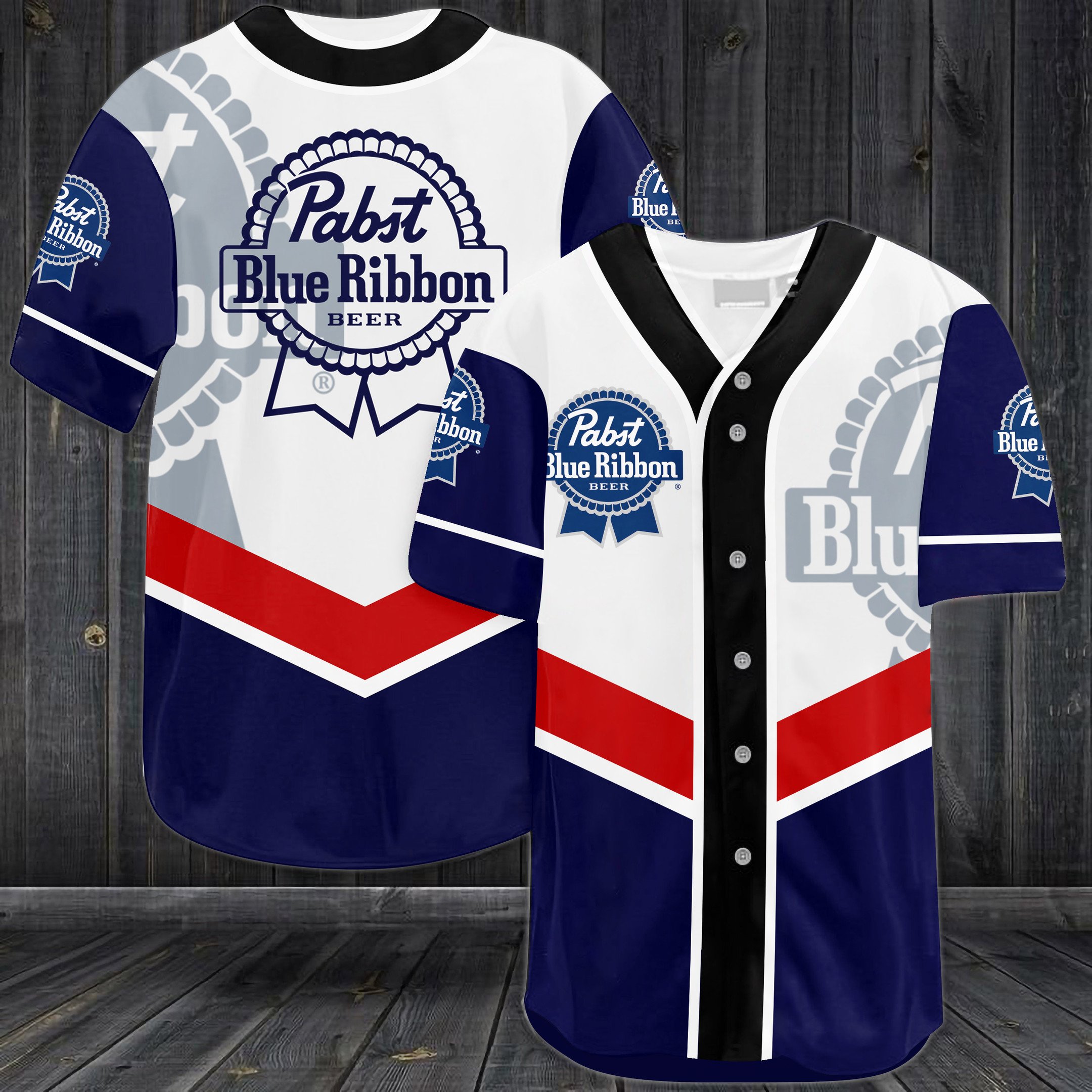 Pabst Blue Ribbon Blue White Baseball Jersey Pabst Blue Ribbon Blue White Baseball Jersey