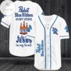 Pabst Blue Ribbon In My Veins Jesus In My Heart Baseball Jersey Shirt