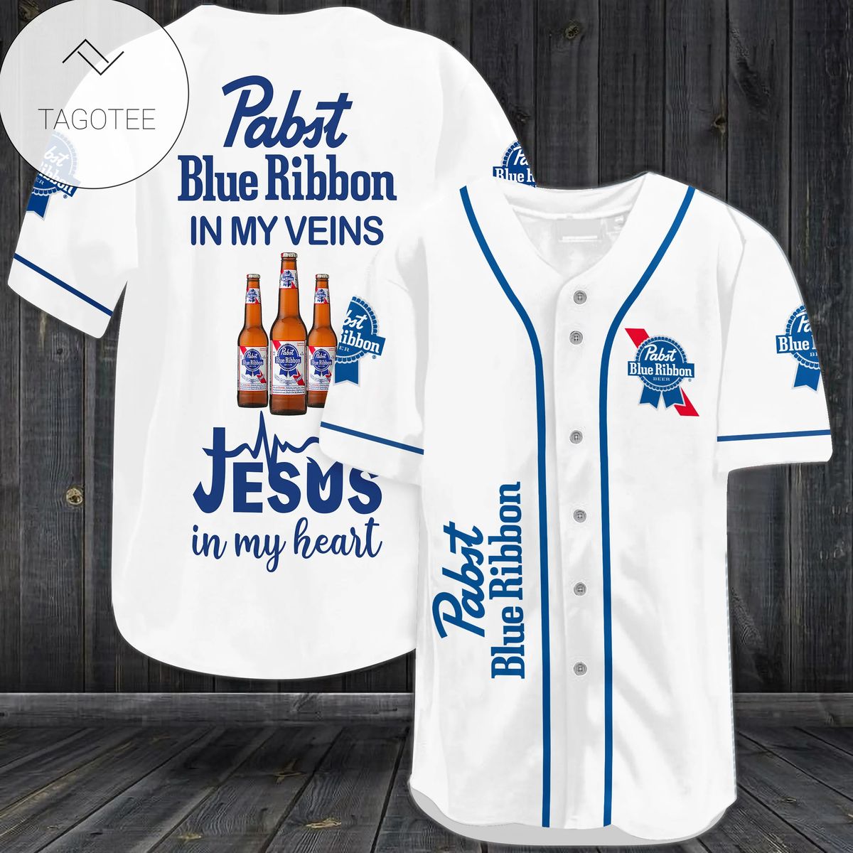 Pabst Blue Ribbon In My Veins Jesus In My Heart Baseball Jersey Shirt Pabst Blue Ribbon In My Veins Jesus In My Heart Baseball Jersey Shirt