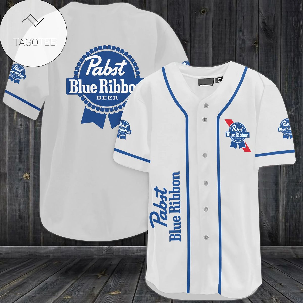 Pabst Blue Ribbon Logo Baseball Jersey Shirt Pabst Blue Ribbon Logo Baseball Jersey Shirt
