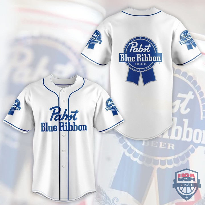 Pabst Blue Ribbon Logo Baseball Jersey Shirt Pabst Blue Ribbon Logo Baseball Jersey Shirt