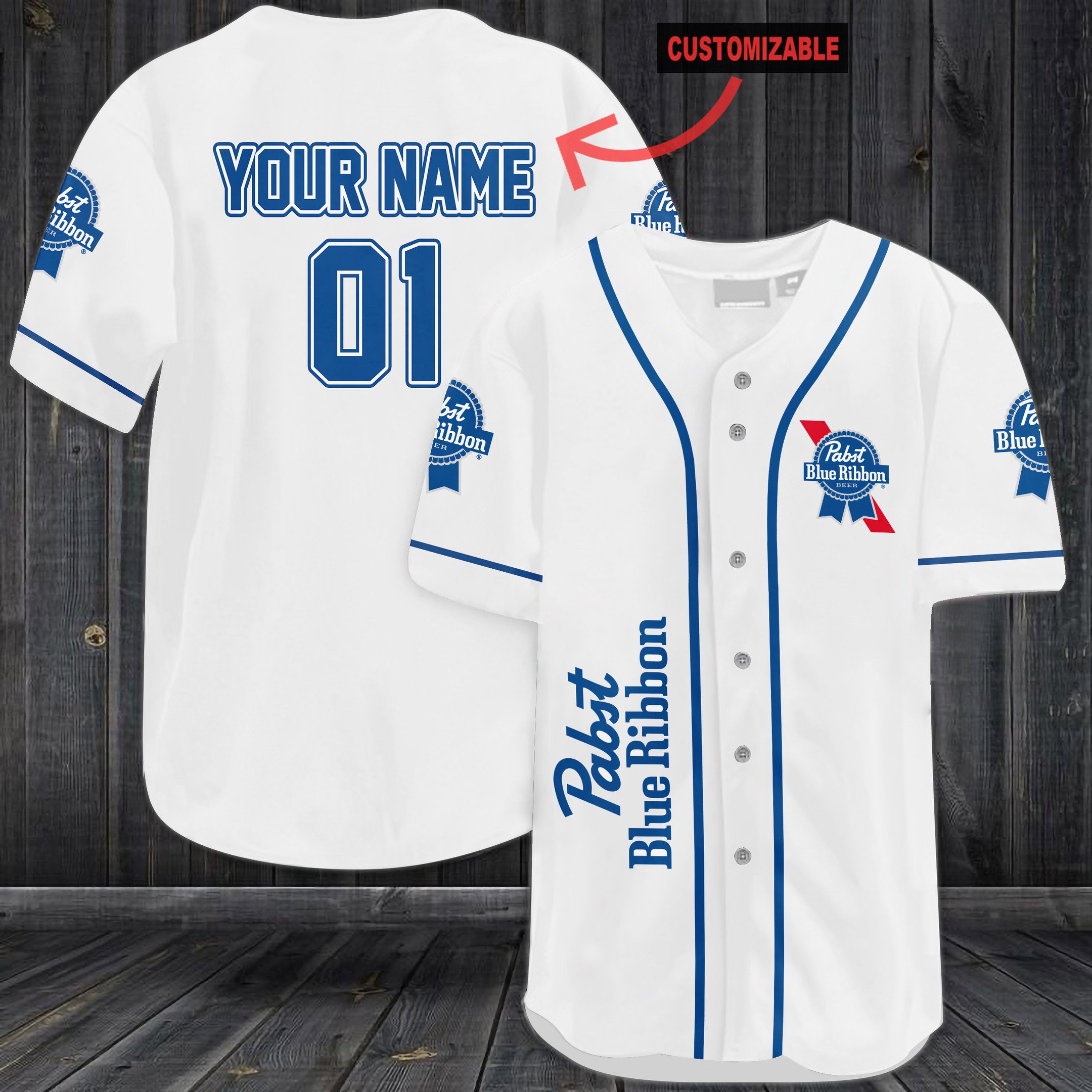 Pabst Blue Ribbon Personalized Baseball Jersey Pabst Blue Ribbon Personalized Baseball Jersey