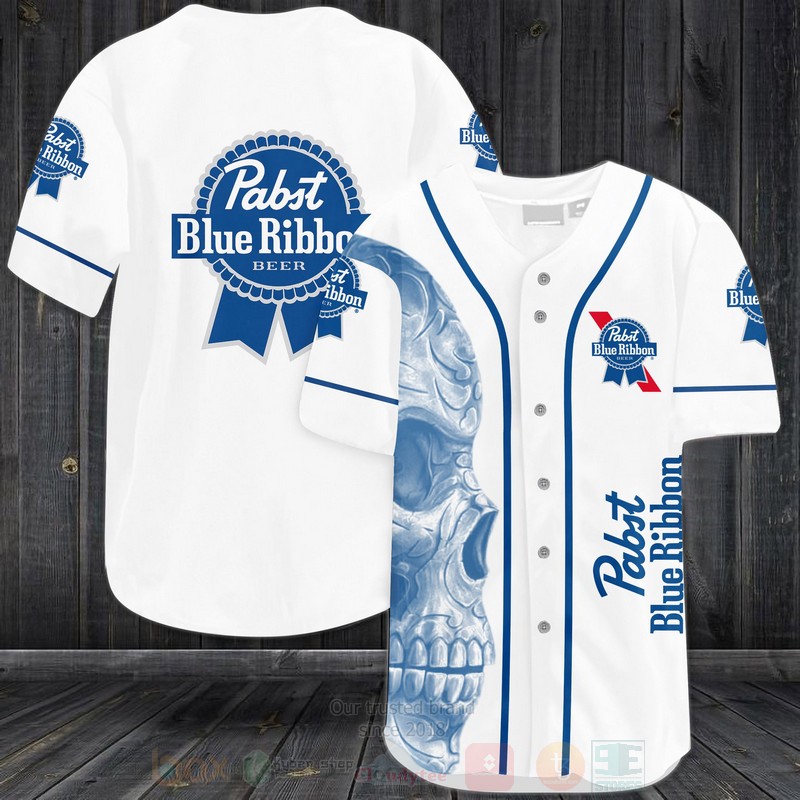 Pabst Blue Ribbon Skull Baseball Jersey Shirt Pabst Blue Ribbon Skull Baseball Jersey Shirt