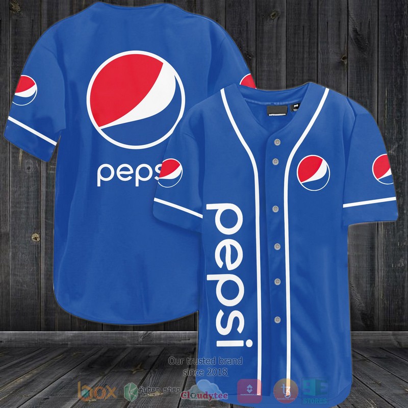 Pepsi Logo Blue Baseball Jersey Pepsi Logo Blue Baseball Jersey