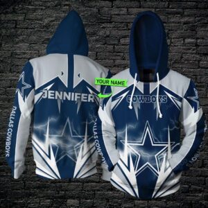 Personalized 3D Hoodie Dallas Cowboys Lightning Custom Name 3D All Over Printed Hoodie - e8d6f10b3174