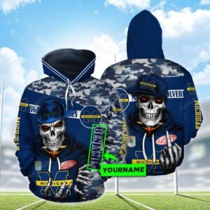 Personalized 3D Hoodie Michigan Wolverines Football Custom Name 3D All Over Printed Hoodie - 9e6e653608d8