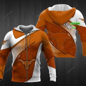 Personalized 3D Hoodie Texas Longhorns Custom Name 3D All Over Printed Hoodie - 611189c1fa49