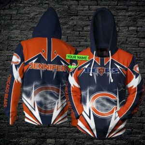 Personalized 3d Hoodie Chicago Bears Lightning Custom Name 3d All Over Printed Hoodie - 71173978ae96