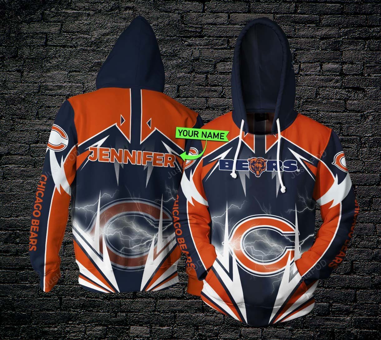Personalized 3d Hoodie Chicago Bears Lightning Custom Name 3d All Over Printed Hoodie - 71173978ae96 Personalized 3d Hoodie Chicago Bears Lightning Custom Name 3d All Over Printed Hoodie - 71173978ae96