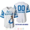 Personalized Alice In Wonderland All Over Print Pinstripe White Baseball Jersey