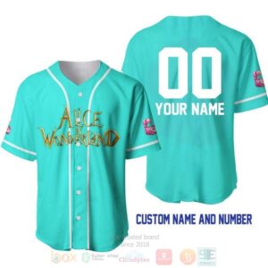 Personalized Alice In Wonderland All Over Print Turquoise Baseball Jersey