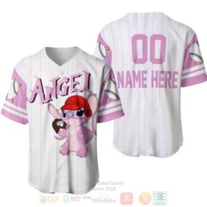 Personalized Angel Stitch Girlfriend All Over Print Pinstripe White Baseball Jersey