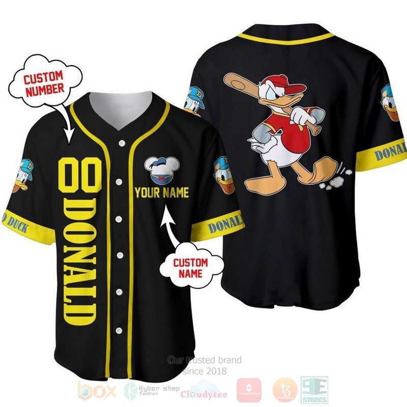 Personalized Angry Donald Duck Disney All Over Print Black Baseball Jersey Personalized Angry Donald Duck Disney All Over Print Black Baseball Jersey
