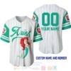 Personalized Ariel Princess The Little Mermaid All Over Print Pinstripe White Baseball Jersey