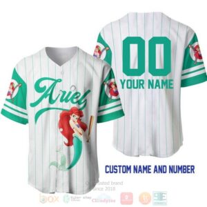Personalized Ariel Princess The Little Mermaid All Over Print Pinstripe White Baseball Jersey