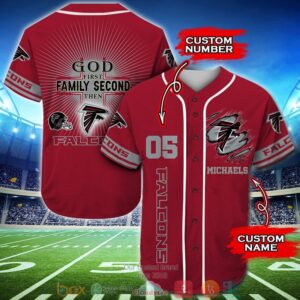Personalized Atlanta Falcons Nfl God First Family Second Then Baseball Jersey Shirt