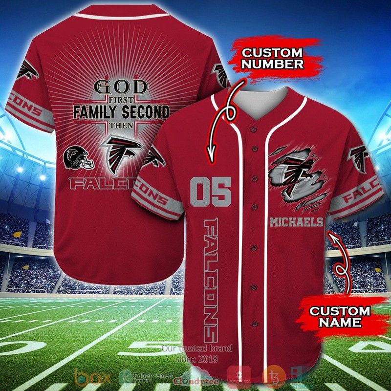 Personalized Atlanta Falcons Nfl God First Family Second Then Baseball Jersey Shirt Personalized Atlanta Falcons Nfl God First Family Second Then Baseball Jersey Shirt
