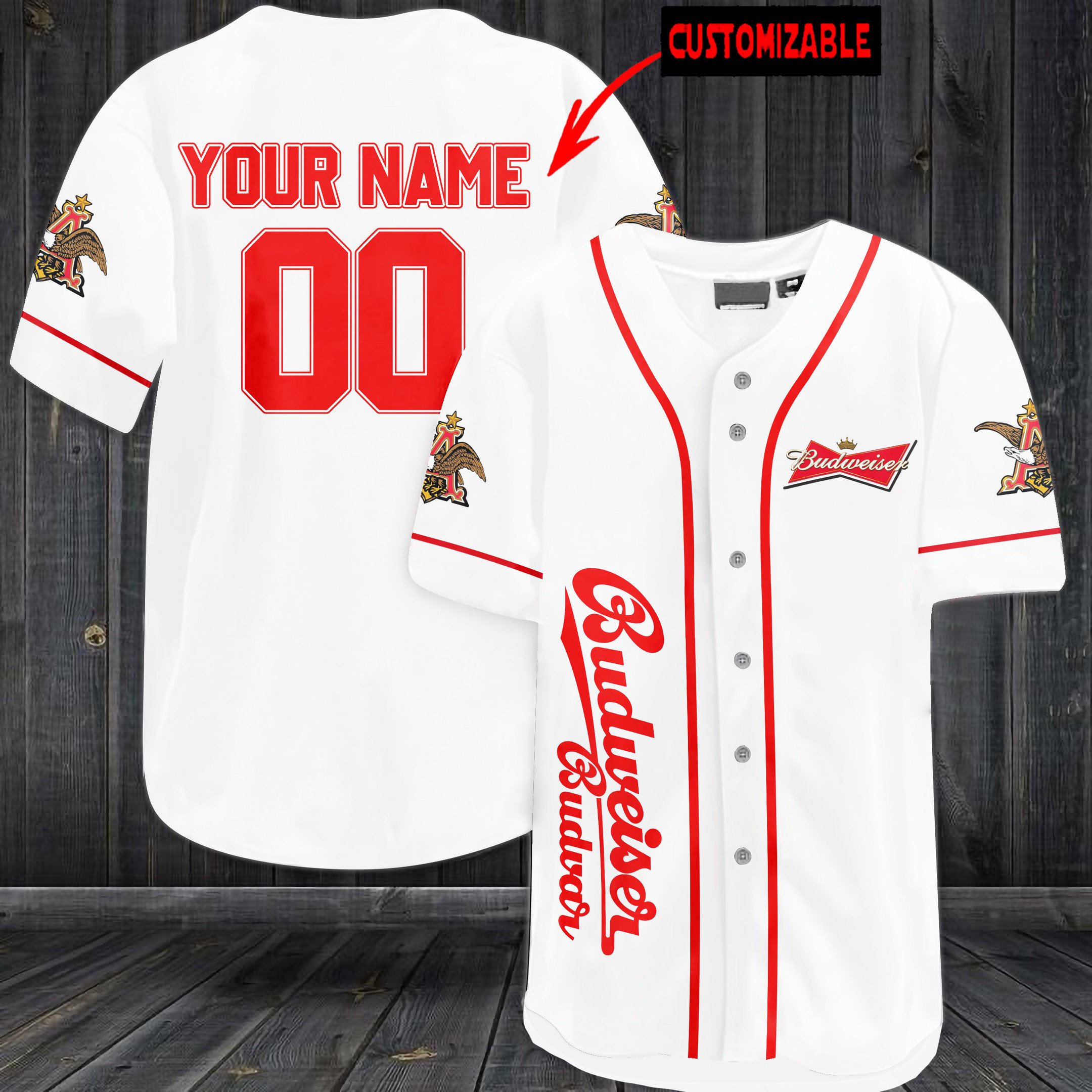 Personalized Budweiser Budvar Brewery Custom Baseball Jersey Personalized Budweiser Budvar Brewery Custom Baseball Jersey