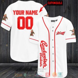 Personalized Budweiser Budvar Custom White Baseball Jersey