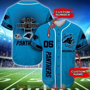 Personalized Carolina Panthers Nfl God First Family Second Then Baseball Jersey Shirt