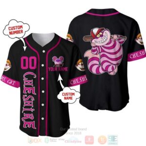 Personalized Cheshire Cat Disney All Over Print Black Baseball Jersey