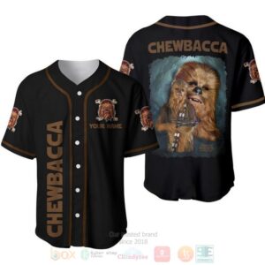 Personalized Chewbacca Chewie Star Wars All Over Print Black Baseball Jersey