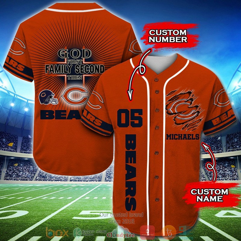 Personalized Chicago Bears Nfl God First Family Second Then Baseball Jersey Shirt Personalized Chicago Bears Nfl God First Family Second Then Baseball Jersey Shirt