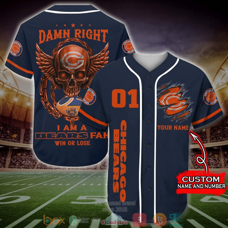 Personalized Chicago Bears Nfl Wings Skull Baseball Jersey Shirt Personalized Chicago Bears Nfl Wings Skull Baseball Jersey Shirt