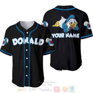 Personalized Chilling Donald Duck Disney All Over Print Black Baseball Jersey