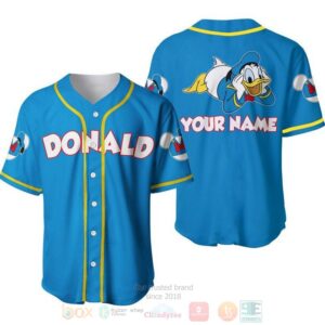 Personalized Chilling Donald Duck Disney All Over Print Blue Baseball Jersey