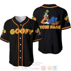 Personalized Chilling Goofy Dog Disney All Over Print Black Baseball Jersey