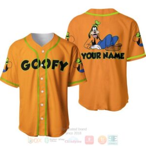 Personalized Chilling Goofy Dog Disney All Over Print Orange Baseball Jersey