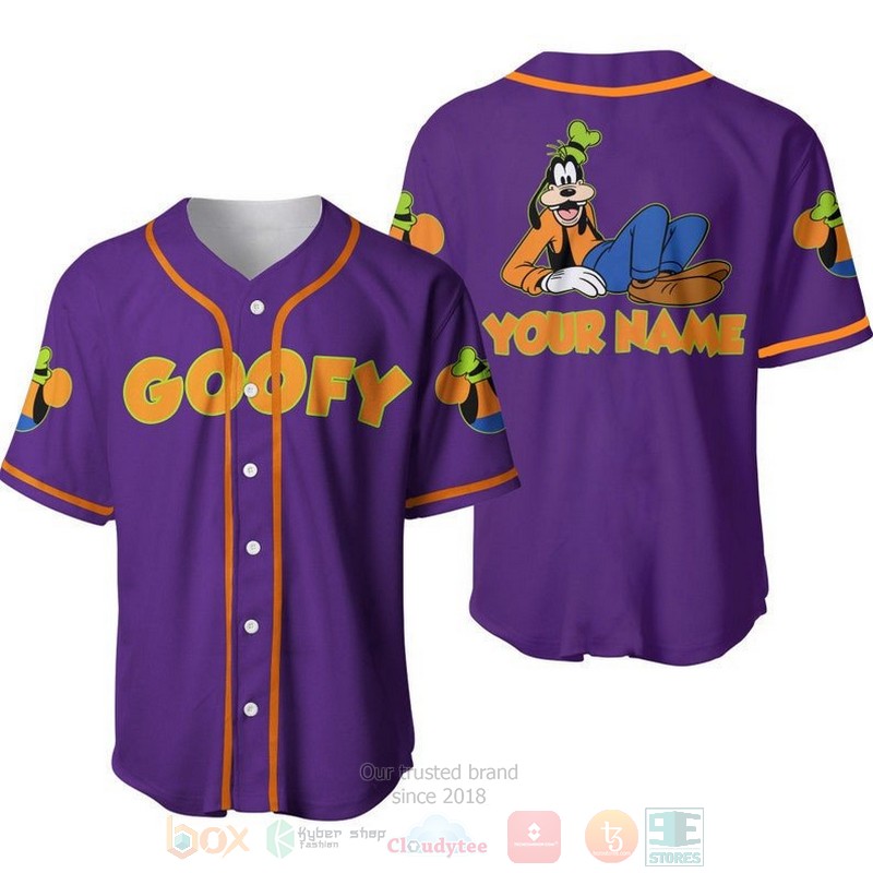 Personalized Chilling Goofy Dog Disney All Over Print Purple Baseball Jersey Personalized Chilling Goofy Dog Disney All Over Print Purple Baseball Jersey